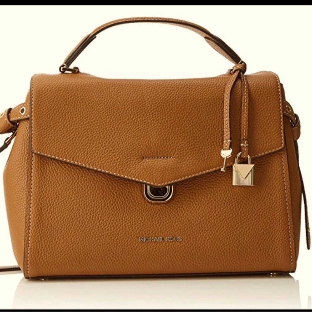 MICHAEL KORS-Bristol Medium Top-Handle Satchel Acorn Pebbled Leather-NEVER USED